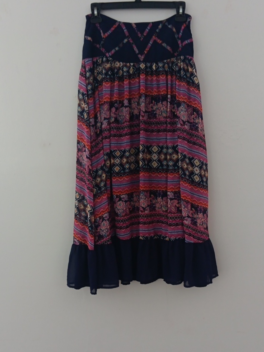 Tobi Boho Floral Stripe Midi Skirt #3917